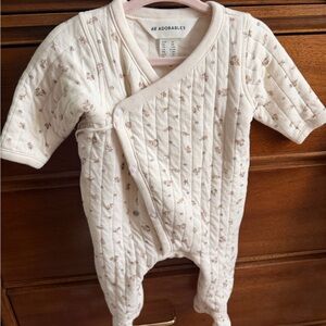 H&M Cream Footed One-Piece with Tiny Pink Floral Print